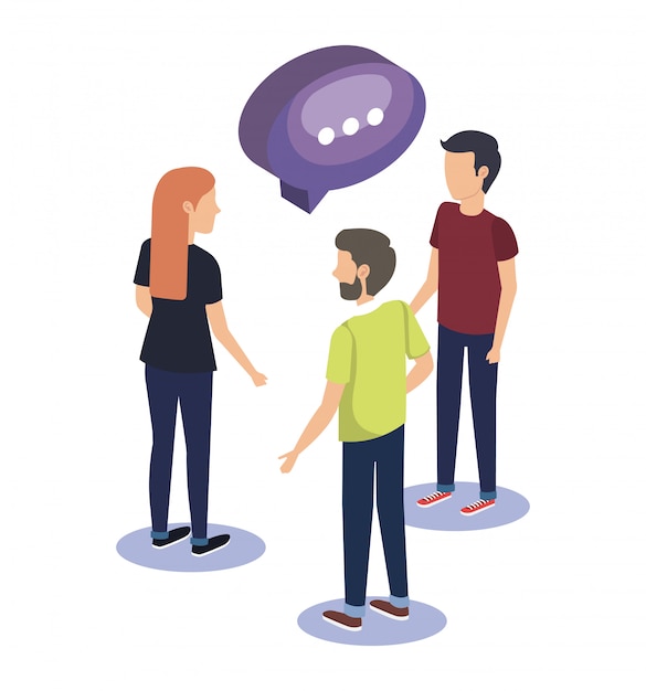 Free Vector group of people teamwork with speech bubble