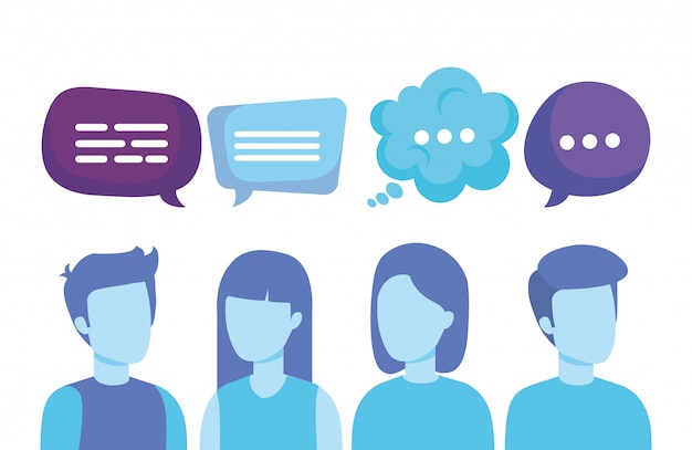 Group of people with speech bubbles