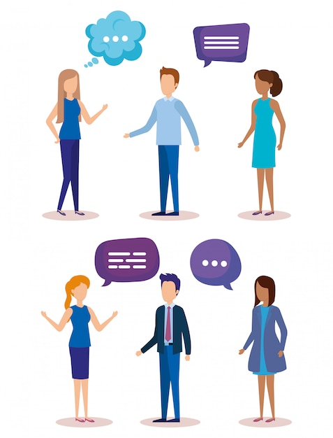 Free Vector group of people with speech bubbles