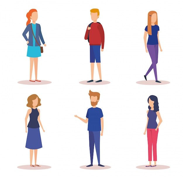 Free vector group of young people characters