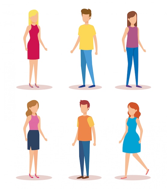 Free vector group of young people characters