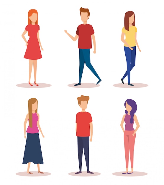 Free Vector group of young people characters