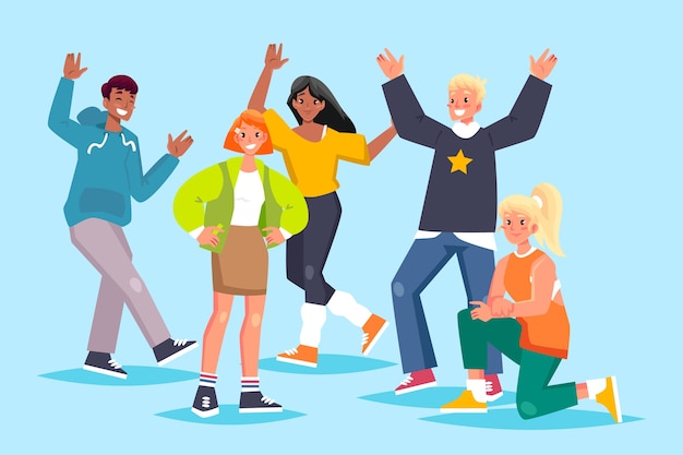 Group of young people illustration