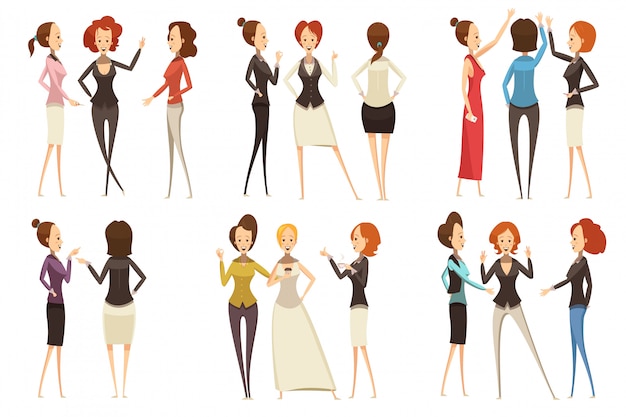 Free vector groups of smiling businesswomen