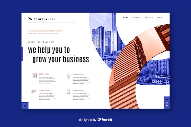 Free Vector grow your business landing page with image