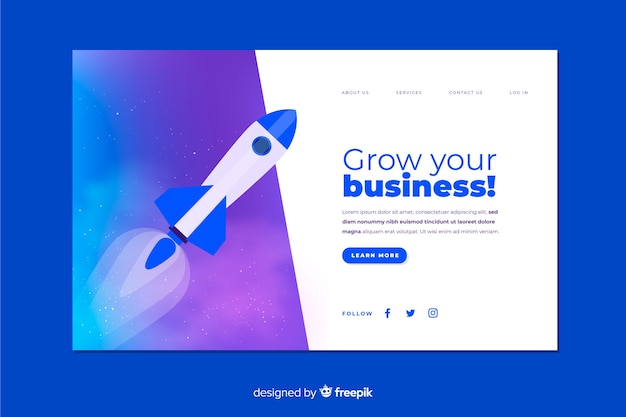 Free vector grow your business landing page