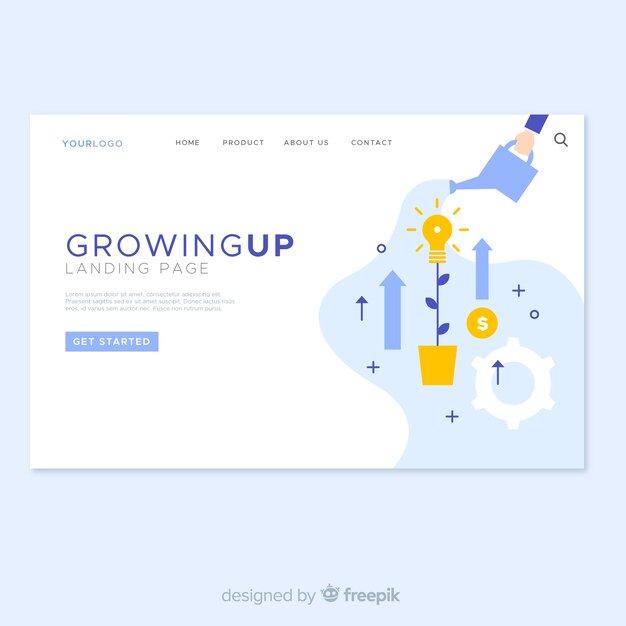 Growing up landing page design