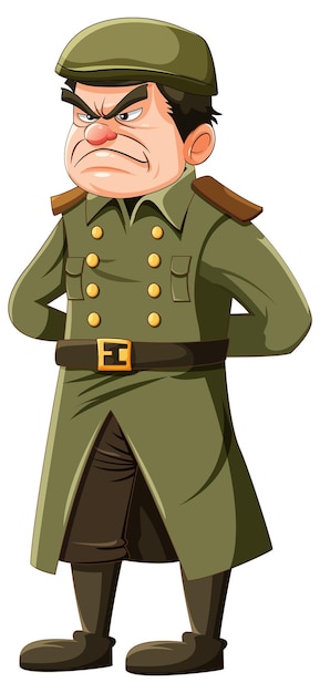 Free Vector grumpy army officer cartoon character