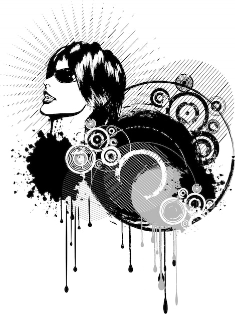 Free Vector grunge background with trendy female