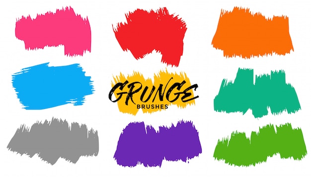 Grunge brush stroke set of nine