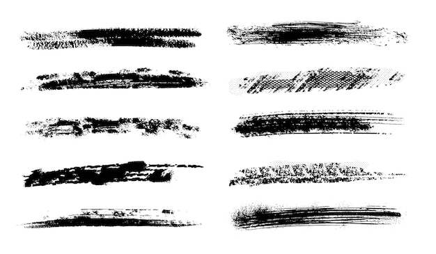 grunge brush strokes set