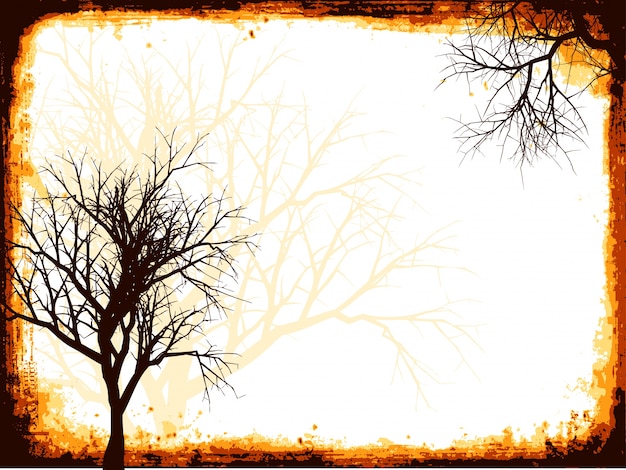 Free Vector grunge frame with trees