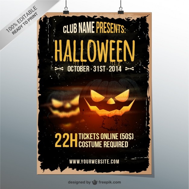 Free vector grunge halloween party flyer