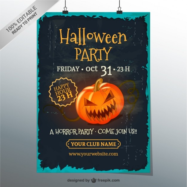 Free Vector grunge halloween party poster template