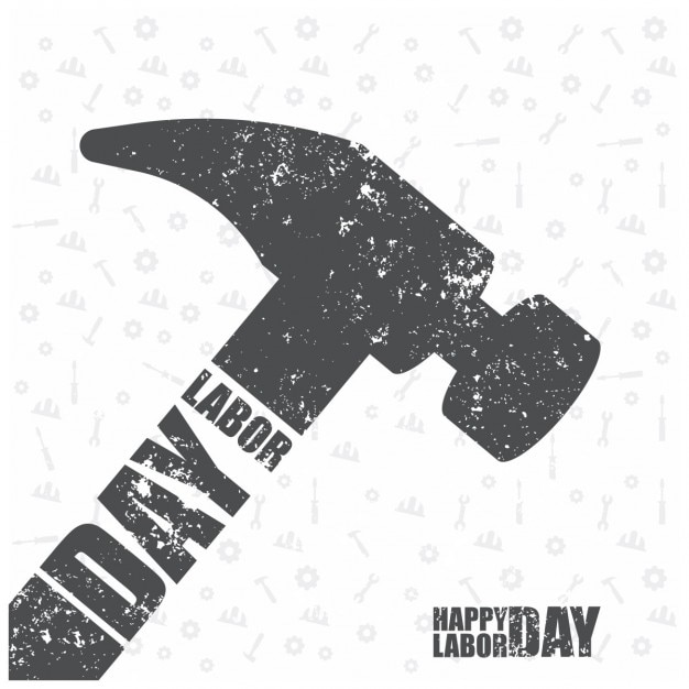 Free Vector grunge labor day background with a flat hammer