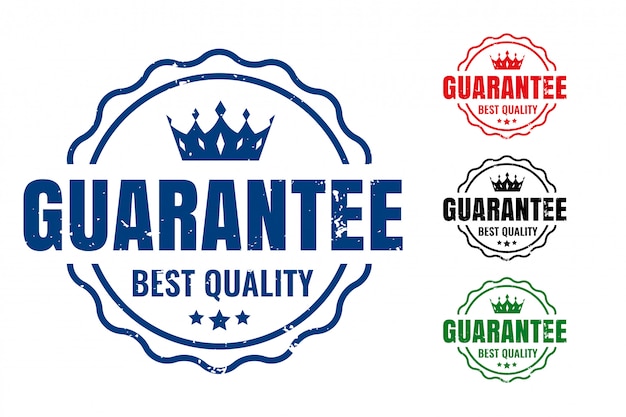 Free vector guarantee best quality rubber stamps set in four colors