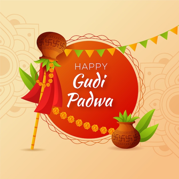 Free Vector gudi padwa flat design