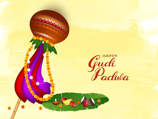 Free Vector gudi padwa religious indian festival celebration card design