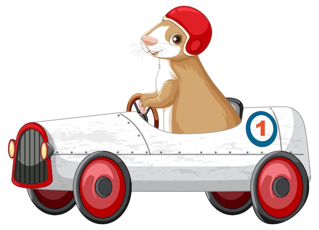 Free Vector guinea pig driving car toy cartoon