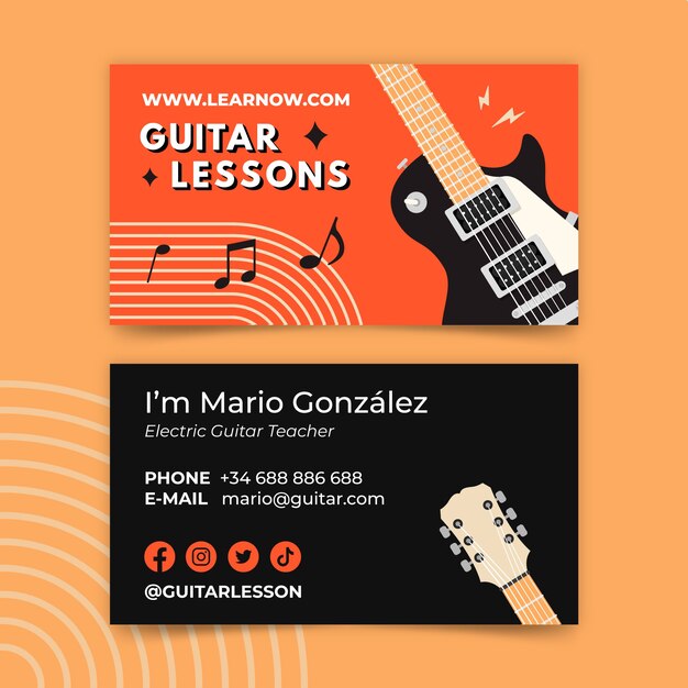 Guitar lessions business cards