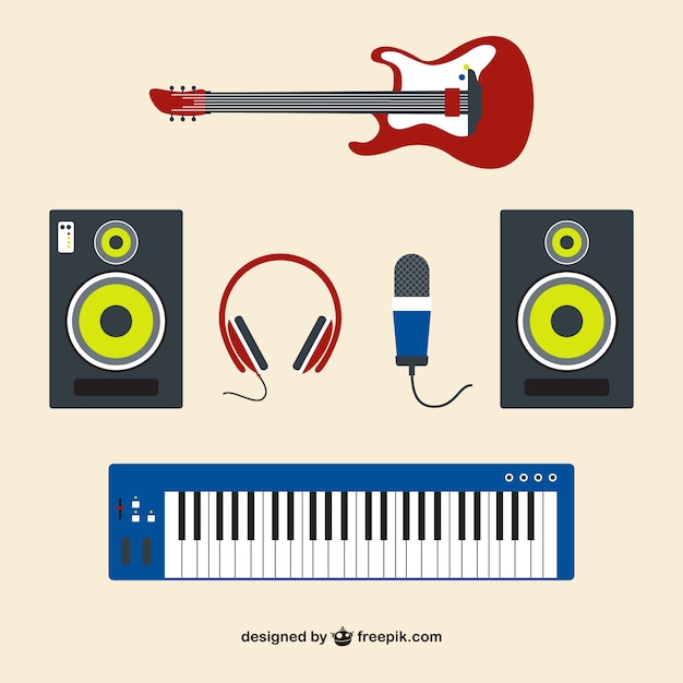 Free Vector guitar and music studio material