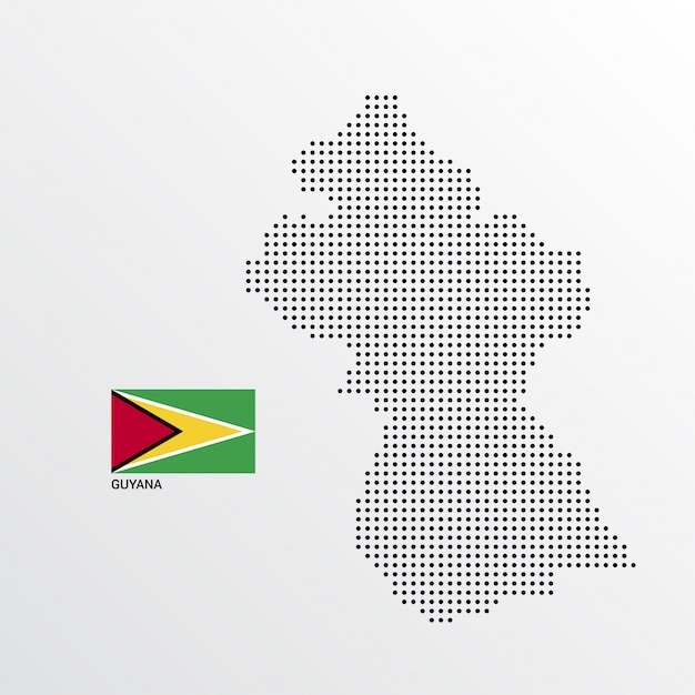 Guyana Map design with flag and light background vector 