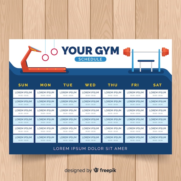 Gym or fitness schedule template