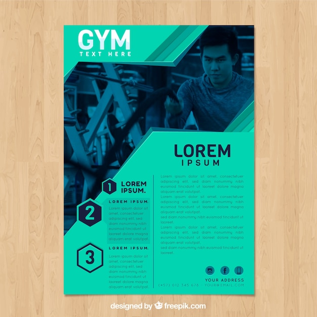 Free Vector gym flyer template in flat style