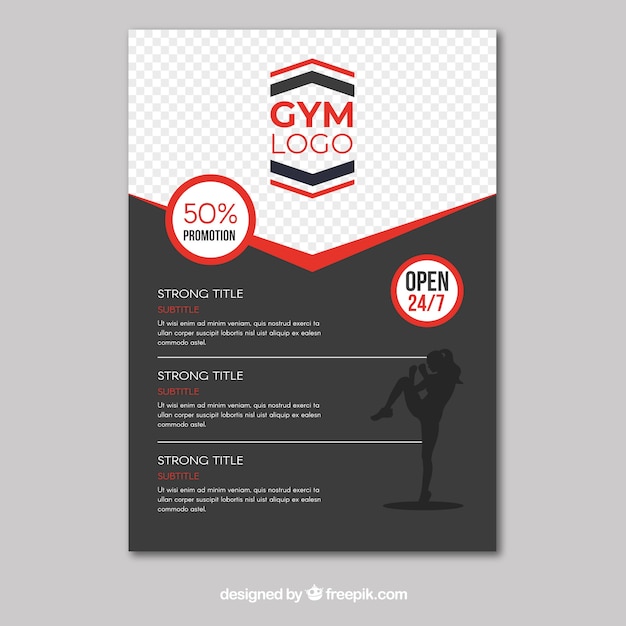 Free Vector gym flyer template with flat design