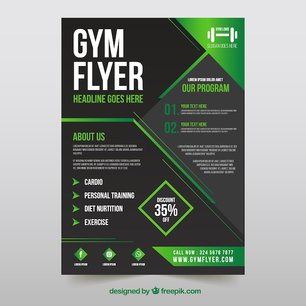 Free Vector gym flyer template with modern style