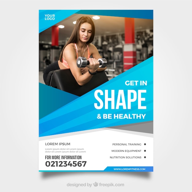 Gym flyer template with photo