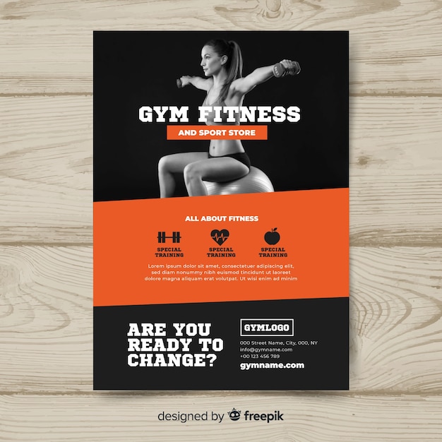 Free vector gym flyer template