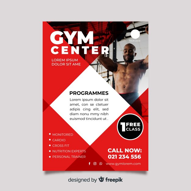 Free Vector gym flyer template