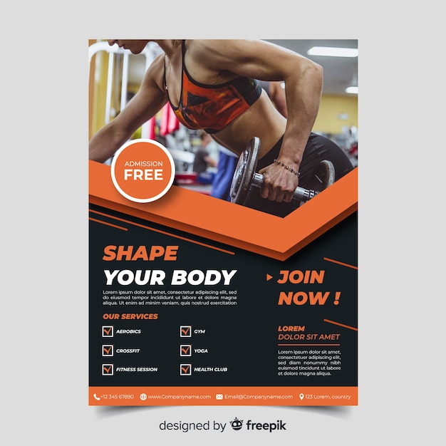 Free Vector gym flyer template