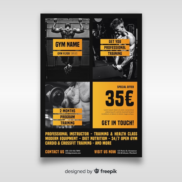 Free Vector gym flyer template