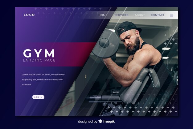 Gym promotion landing page with image