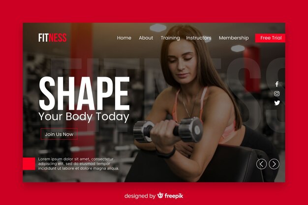 Gym promotion landing page with photo