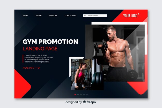 Gym promotion landing page with photo