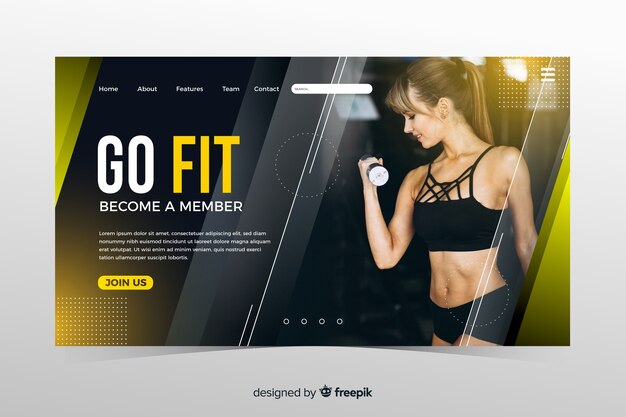 Gym promotion landing page with photo