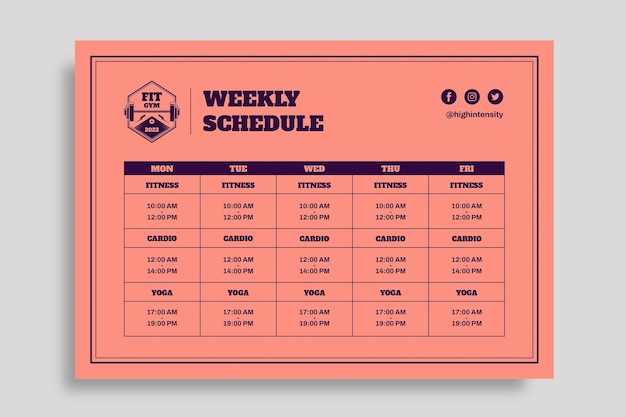 Gym schedule template