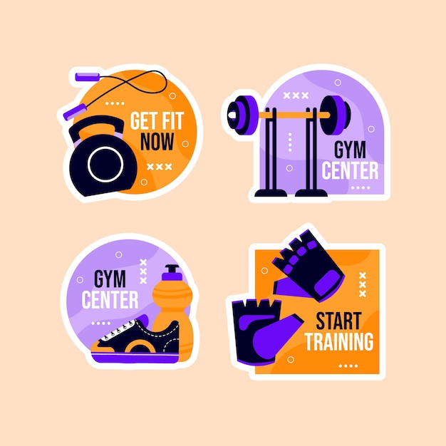 Free Vector gym training  labels template