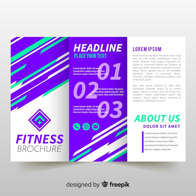 Free Vector gym trifold brochure template