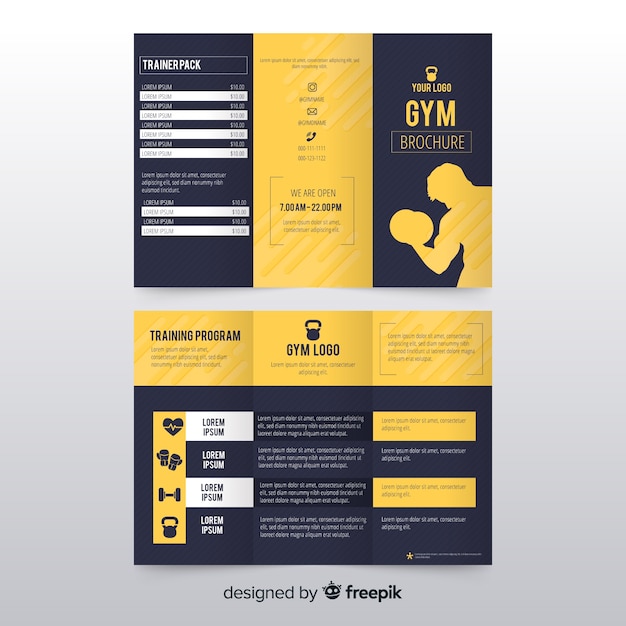 Free Vector gym trifold brochure