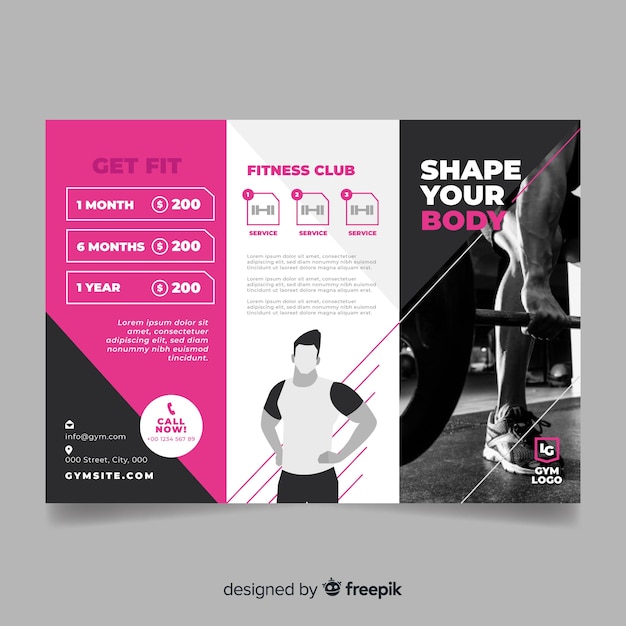 Free Vector gym trifold brochure