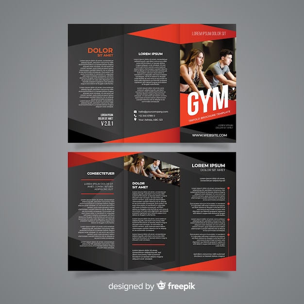 Free vector gym trifold brochure