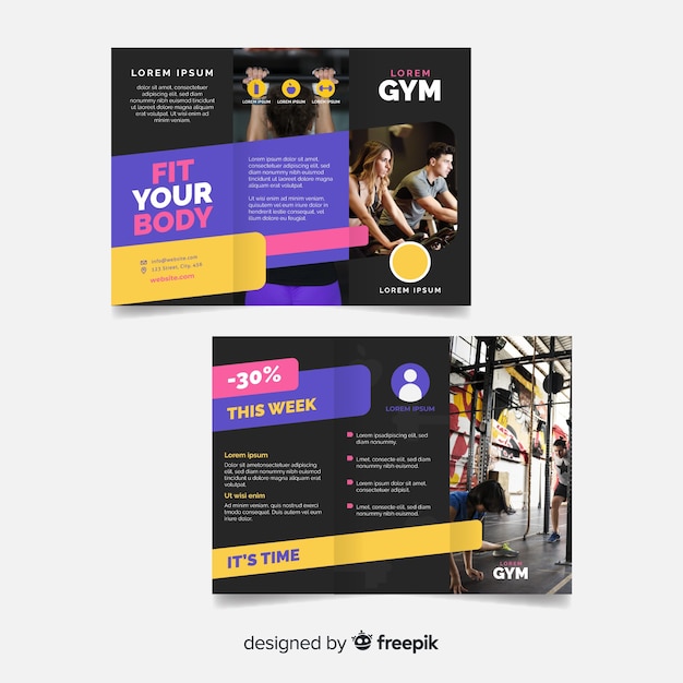 Free Vector gym trifold brochure