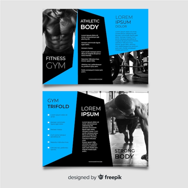 Free vector gym trifold brochure