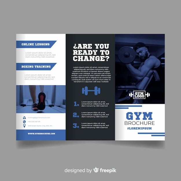 Free vector gym trifold brochure