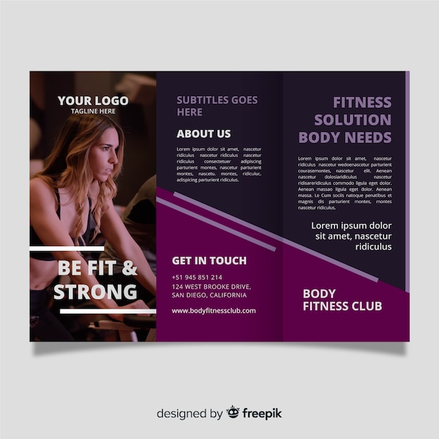 Free Vector gym trifold brochure