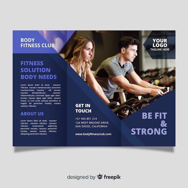 Free Vector gym trifold brochure